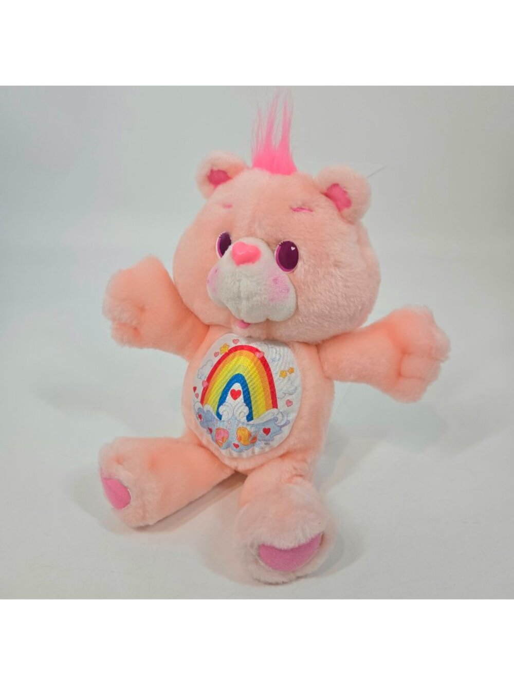 Vintage Care Bears Cheer Bear Stuffed Animal Pink Plush Rainbow 1991 Kenner 12"